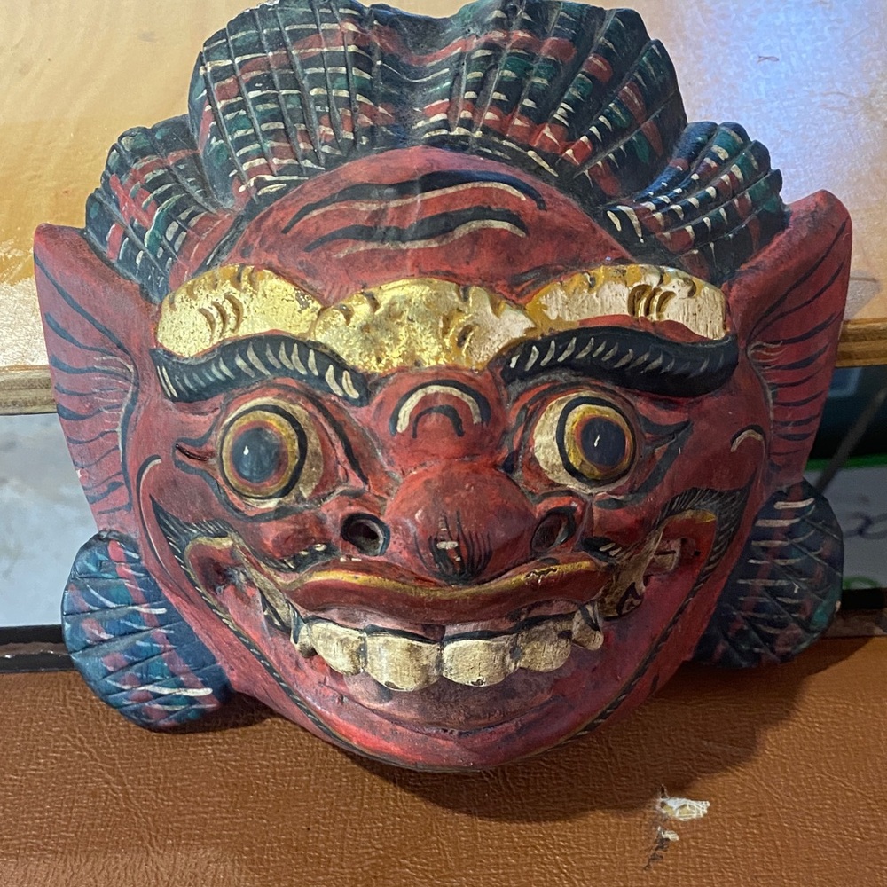 Handcrafted Red and Gold Decorative Mask